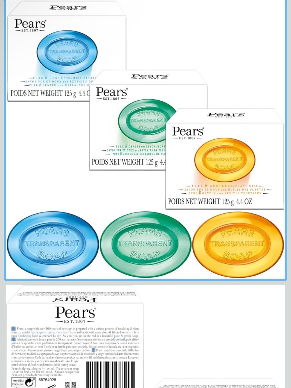 Pears Transparent Glycerin Soap Variety 3-Pack 🧼✨